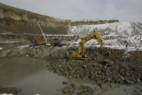 Excavating after the blast.