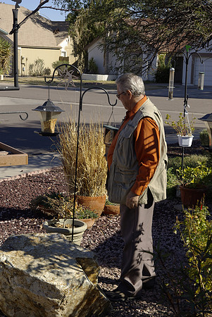Uncle Kent and his bird feeders.